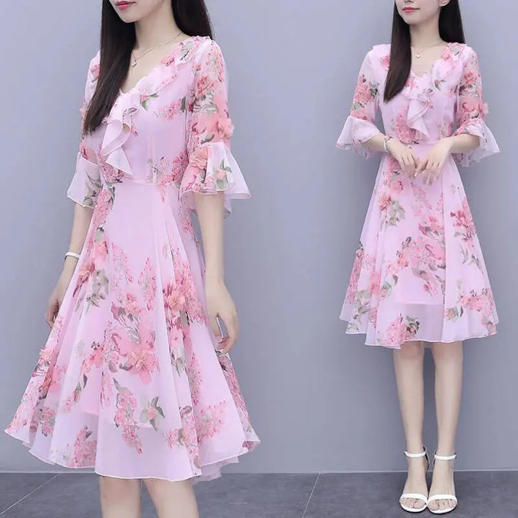 Summer Fairy Skirt, Summer Thin, Printed Chiffon Skirt, Waist, Super Fairy, Gentle Wind Beauty hair & fashionfj