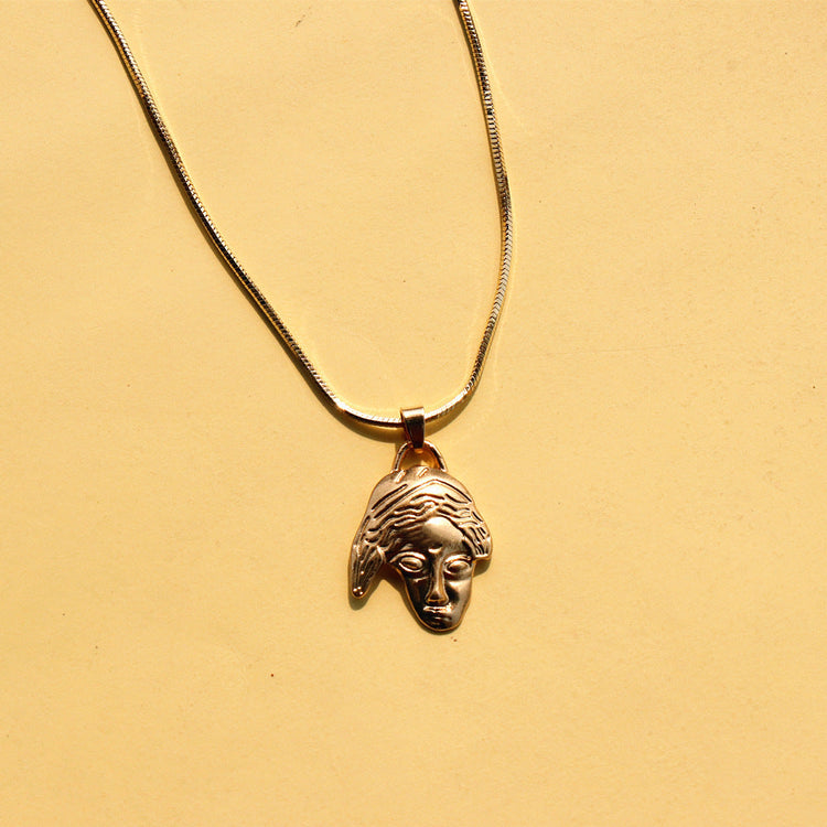 Real Gold Plated Chain Necklace Face Alloy Beauty hair & fashionfj