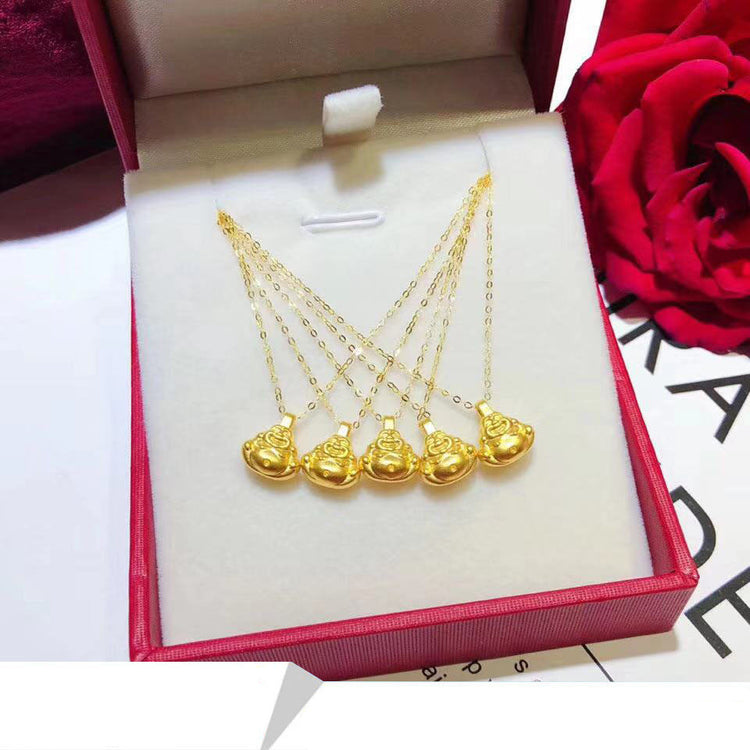 Yellow Gold Buddha Pendant 18K Gold Necklace Beauty hair & fashionfj