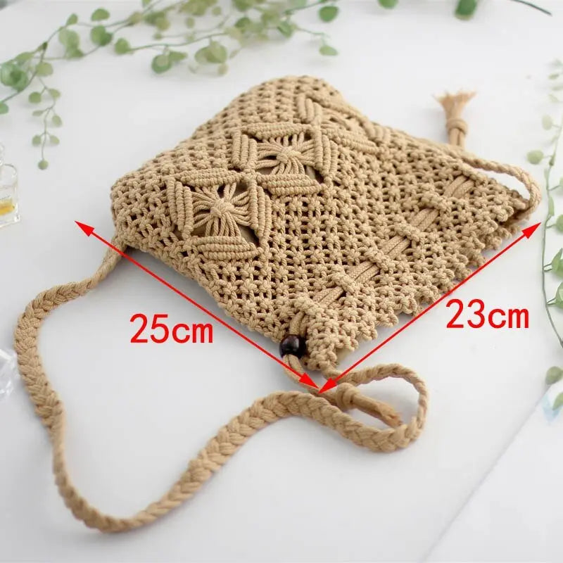 Knitted Tassel Bag Beach Women Bag woven Bag Beauty hair & fashionfj