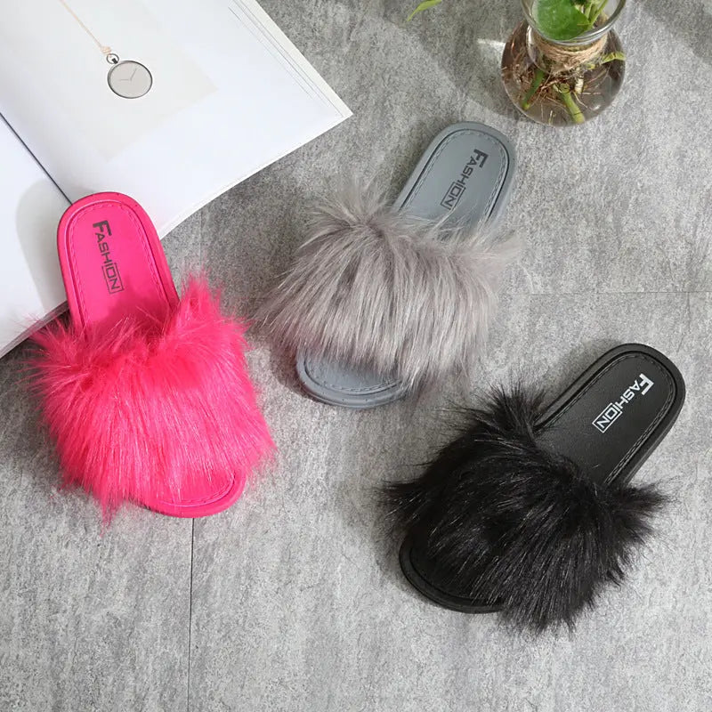 2021 New Style Slippers female hair slippers fashion outside wear Maomao shoes ladies hair cool slippers wholesale Beauty hair & fashionfj