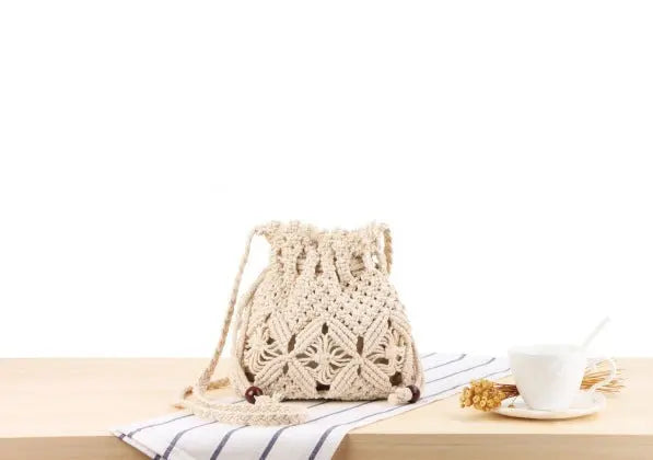Knitted Tassel Bag Beach Women Bag woven Bag Beauty hair & fashionfj