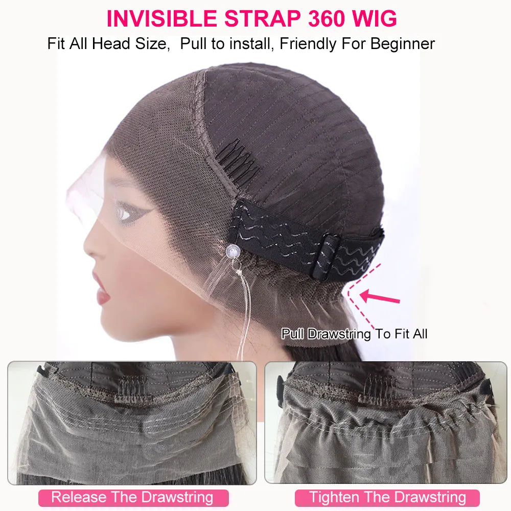 250 Density Invisible Strap 360 Full Hd Glueless Wig 30 Inch Water Wave Lace Front Human Hair Wig Deep Curly Wave Frontal Wig Beauty hair & fashionfj