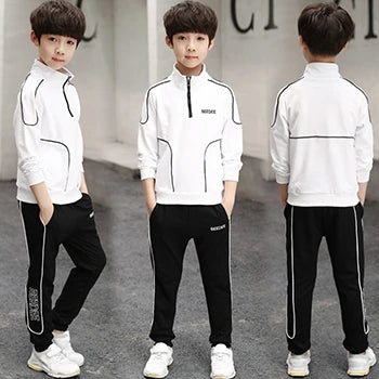 Spring Autumn Teenager Boys Clothing Sets Child Fashion Letter Sweatshirt + Pants 2Pcs Kids Tracksuit 4 5 6 7 8 9 10 11 12 Years Beauty hair & fashionfj