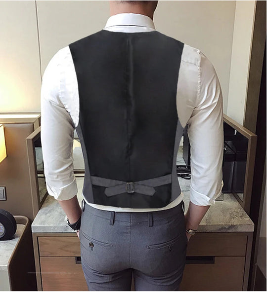 Fashion Single Breasted Suit Vests for Men Grey Black High-end Male Waistcoat Slim Fit Formal Business Casual Vest Plus Size 7XL Beauty hair & fashionfj