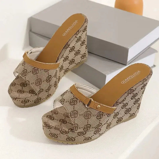 Brand Design Wedge Heel Sandals Women 2025 Summer Chunky Platform Mule Slippers Woman Sexy Super High Heels Sandalias De Mujer Beauty hair & fashionfj
