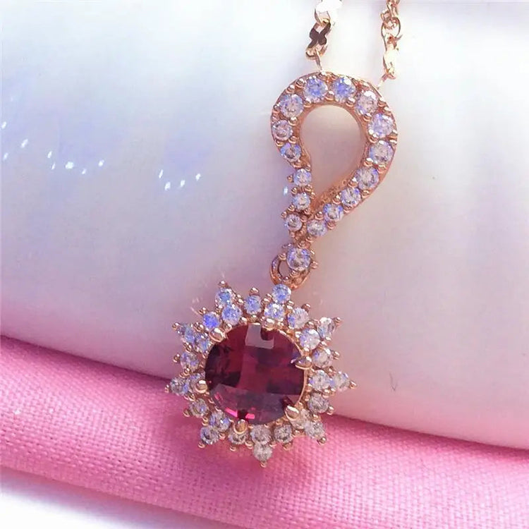 585 Purple Gold Plated 14K Rose Gold Chain Ruby Set necklace earrings rings luxury ladies wedding engagement jewelry Beauty hair & fashionfj