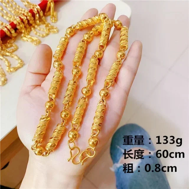 Mens and womens 18K gold necklace AU750 ball chain transfer domineering jewelry boss chain free shipping with certificate Beauty hair & fashionfj