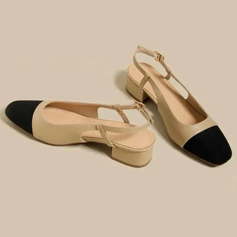 New 2025 Summer Women's Sandals Elegant Medium Heel Toe Mules Comfortable Office Women's Shoes Buckle Heels Dress Shoes Beauty hair & fashionfj