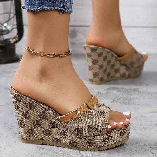 Brand Design Wedge Heel Sandals Women 2025 Summer Chunky Platform Mule Slippers Woman Sexy Super High Heels Sandalias De Mujer Beauty hair & fashionfj