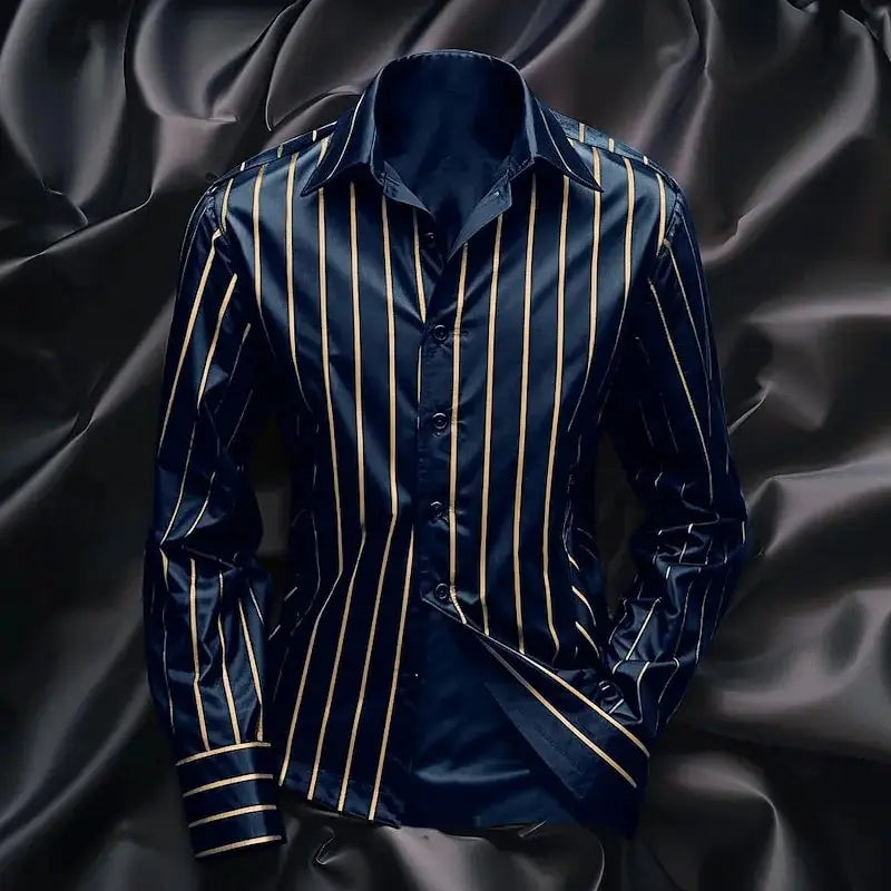 Fashion men's striped shirt stylish casual outdoor long sleeve lapel button soft and comfortable material new hot sale plus size Beauty hair & fashionfj