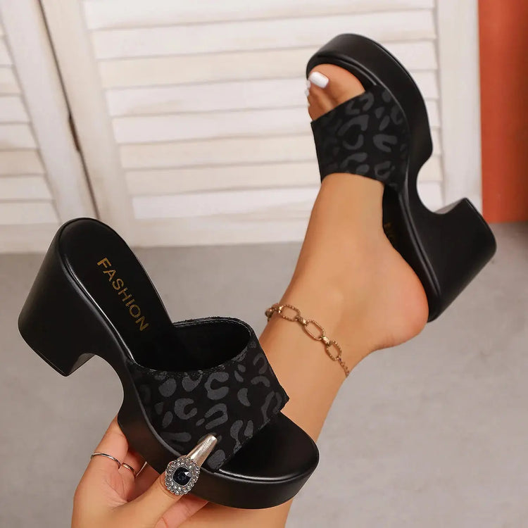 Summer Women Sandals Open-Toe Thick Platform Sandals Flip Flops Outdoor Chunky Heel Fashion Minimalist High Heels Shoes Women Beauty hair & fashionfj