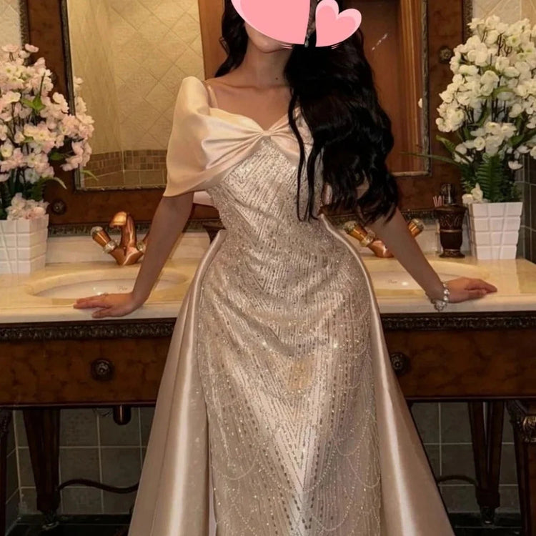 Cathy Rose Red Bow Shawl Off the Shoulder vestidos de noche Mermaid Beading Party Dresses Floor-Length Customized Prom Dress Beauty hair & fashionfj