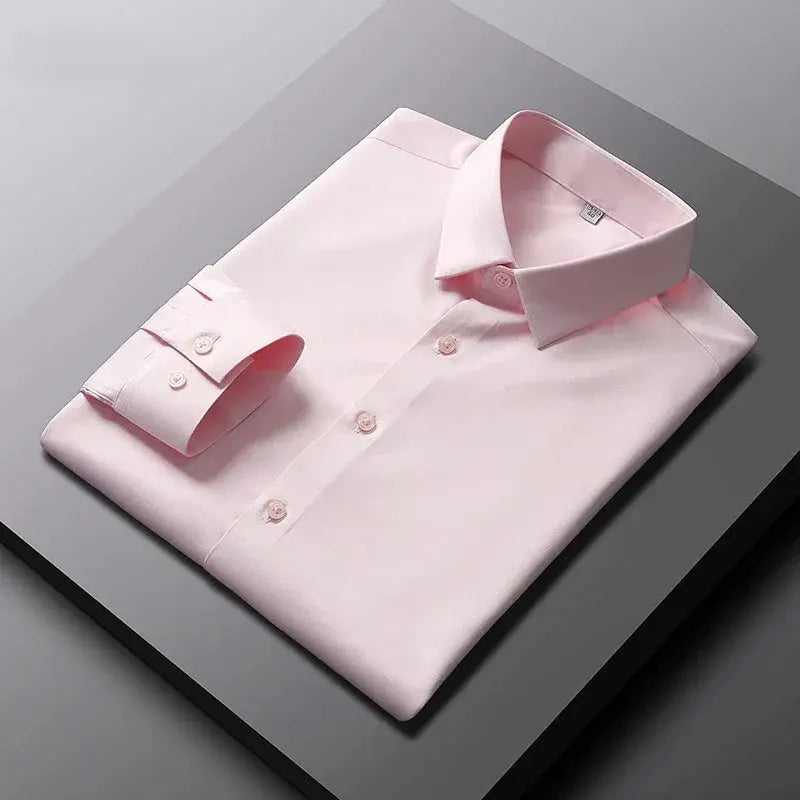 Men's Casual and Fashionable Long Sleeved Solid Color Shirt Non Ironing and Wrinkle Resistant Business Top Beauty hair & fashionfj