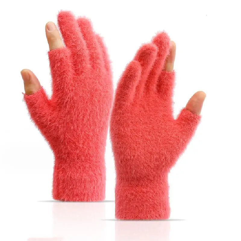 Winter Warmth Fingerless Gloves Mink Fur Knitted Gloves Sliding Screen Outdoors Warmth Cold-proof Mittens for Men and Women
