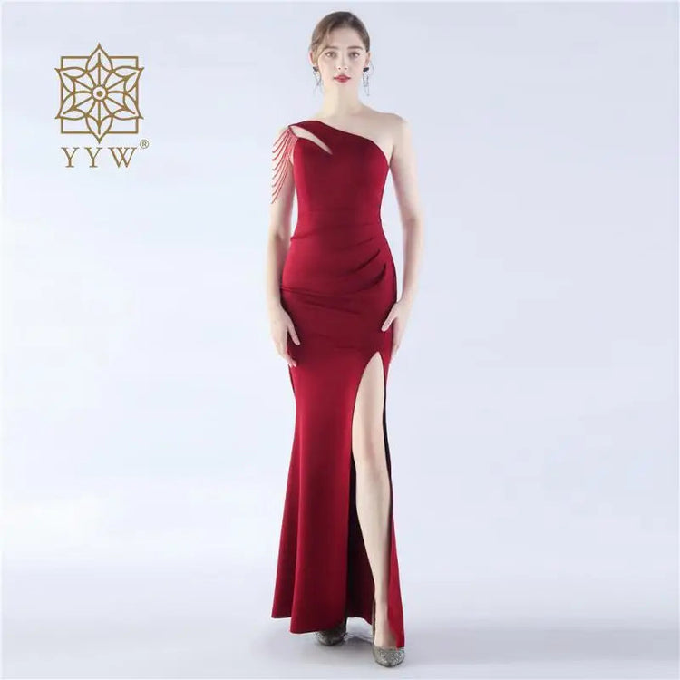 Women Dinner Evening Prom Dress Beading Sexy Formal Occasion Ball Gown Ceremony Party Classic Ladies Elegant Gala Dress 2024 New Beauty hair & fashionfj