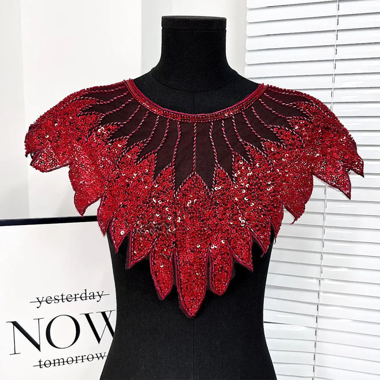 Sparkling Sequin Bead Feather Patches for Wedding Dress DIY - Tulle Fabric Applique Waistbands Shoulder Decor Skirts Accessories Beauty hair & fashionfj