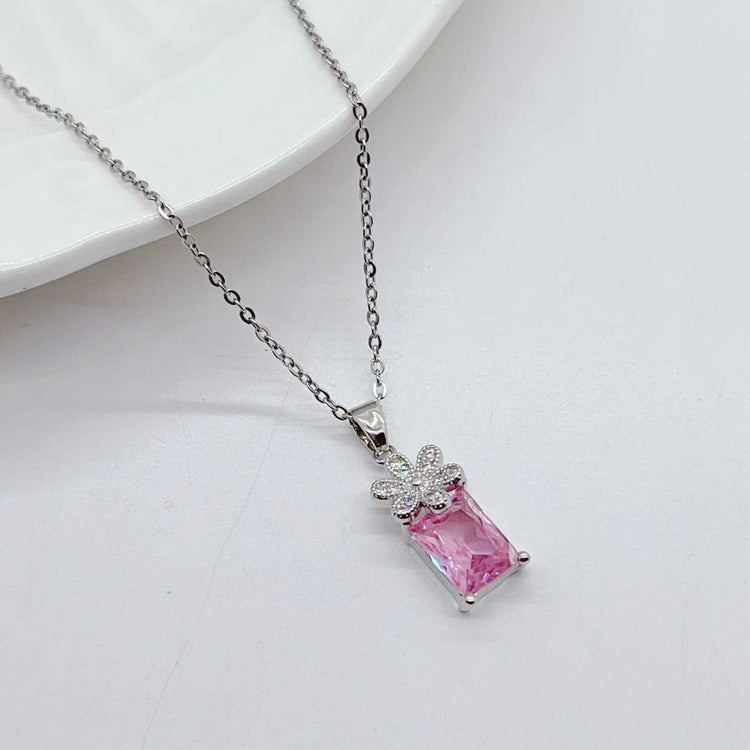 Copper Plated Real Gold Rectangular Necklace Suit Beauty hair & fashionfj