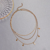 European And American Retro Metal Multilayer Star Clavicle Chain Beauty hair & fashionfj
