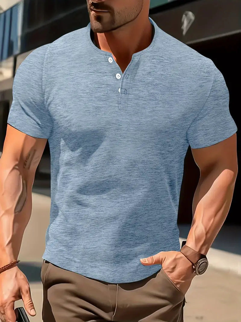 Men's Solid Color Casual Fashion Short Sleeved Shirt Beauty hair & fashionfj