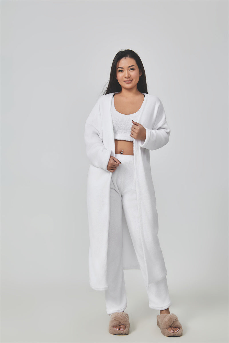 Cozy Pajama Set, 3 Piece Lounge Set, Cute Loungewear, Warm Suit Sets, Matching Set, Lounge Set, 3 Piece Pant Sets, Women Winter Dress Beauty hair & fashionfj