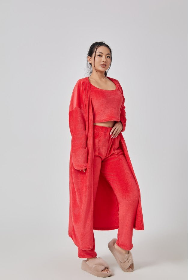 Cozy Pajama Set, 3 Piece Lounge Set, Cute Loungewear, Warm Suit Sets, Matching Set, Lounge Set, 3 Piece Pant Sets, Women Winter Dress Beauty hair & fashionfj