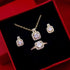 Fashion Jewelry Set Zircon Gem Pendant Chain Choker Necklace For Women Gold Color Stud Earring Statement Wedding Ring Beauty hair & fashionfj
