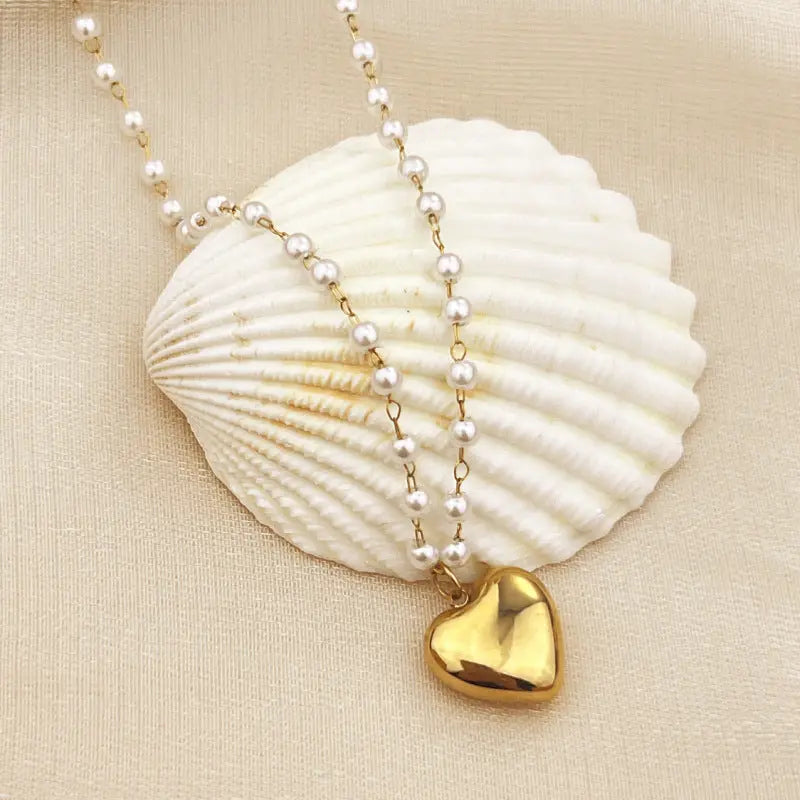 Stainless Steel 18K Gold Plating Niche High-grade Ins Style Pearl Necklace Beauty hair & fashionfj