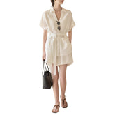 Imitation Cotton And Linen Texture Heavy Industry Short Sleeve Shirt Coat Shorts Suit Beauty hair & fashionfj