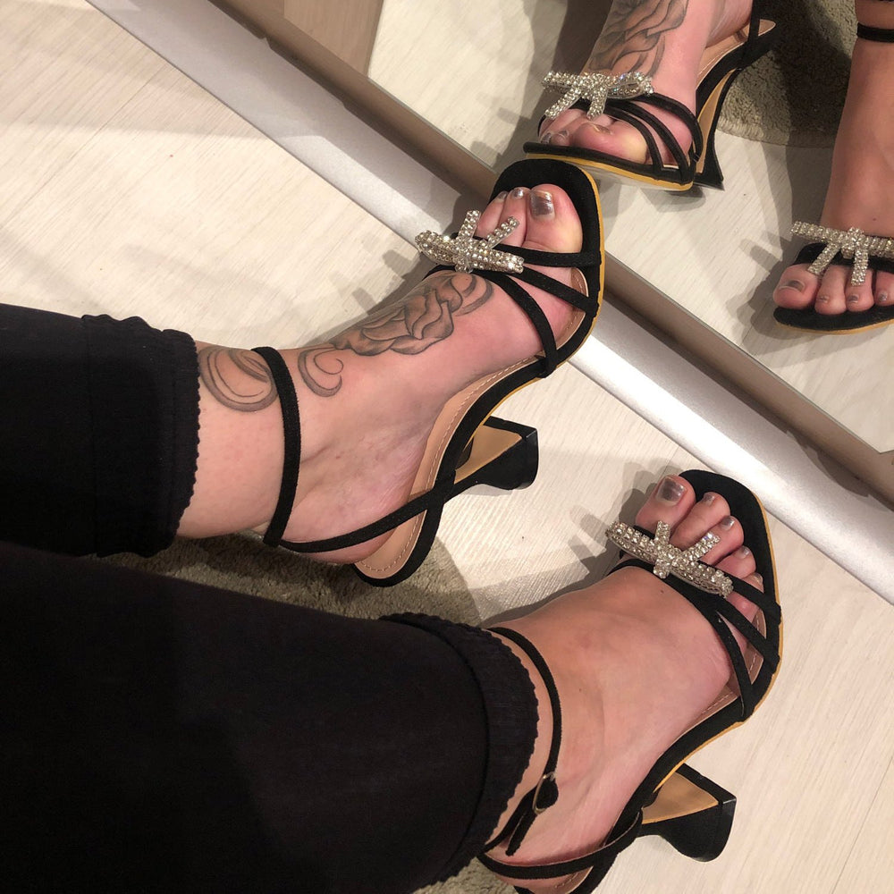 Rhinestone Wineglass High Heel Sandals Beauty hair & fashionfj