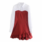 Patchwork ruffle dress Beauty hair & fashionfj