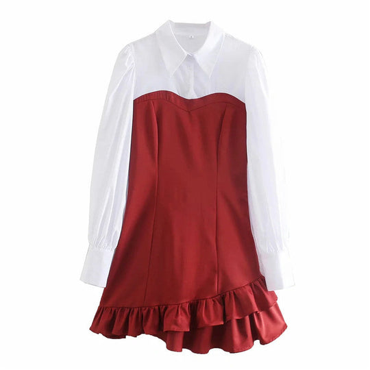 Patchwork ruffle dress Beauty hair & fashionfj