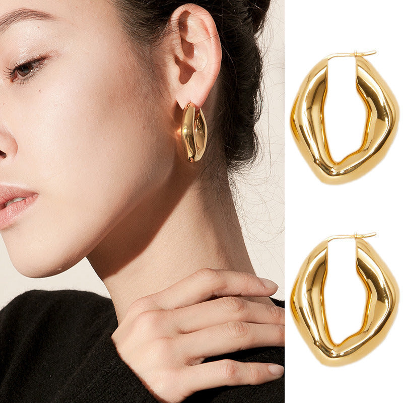 18K Gold Shaped Earrings Beauty hair & fashionfj