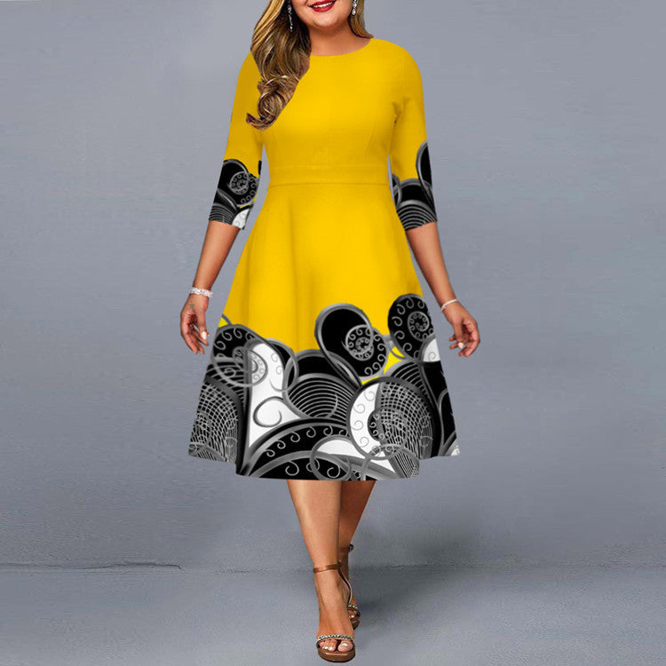 Elegant Temperament Hedging Print Midi Dress Beauty hair & fashionfj