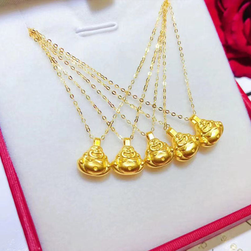 Yellow Gold Buddha Pendant 18K Gold Necklace Beauty hair & fashionfj
