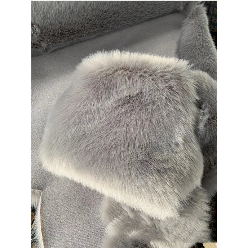 European And American Short Hooded Fur Coat