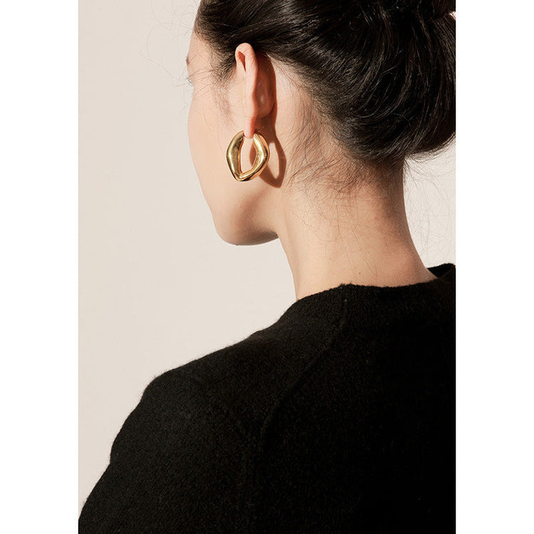 18K Gold Shaped Earrings Beauty hair & fashionfj