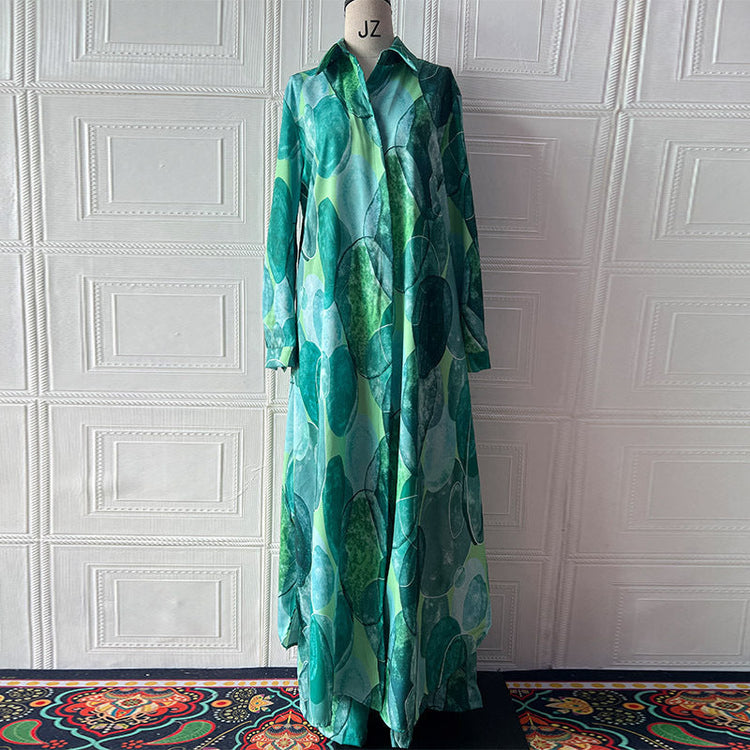 Elegant Sexy Fashion Print Top Wide Leg Pants Two-piece Set Beauty hair & fashionfj