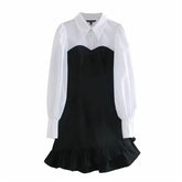 Patchwork ruffle dress Beauty hair & fashionfj