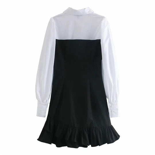 Patchwork ruffle dress Beauty hair & fashionfj