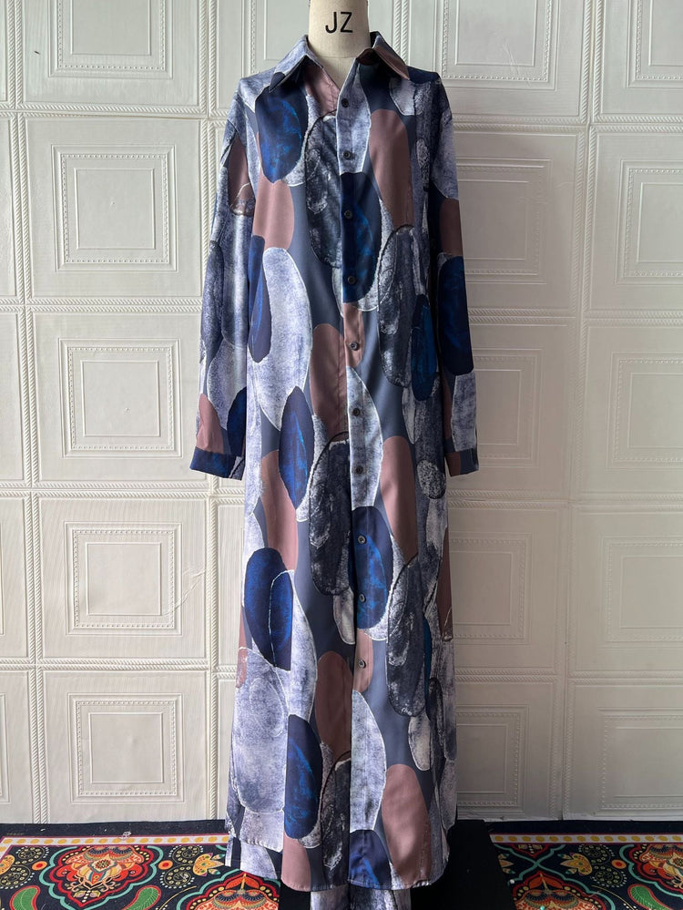 Elegant Sexy Fashion Print Top Wide Leg Pants Two-piece Set Beauty hair & fashionfj