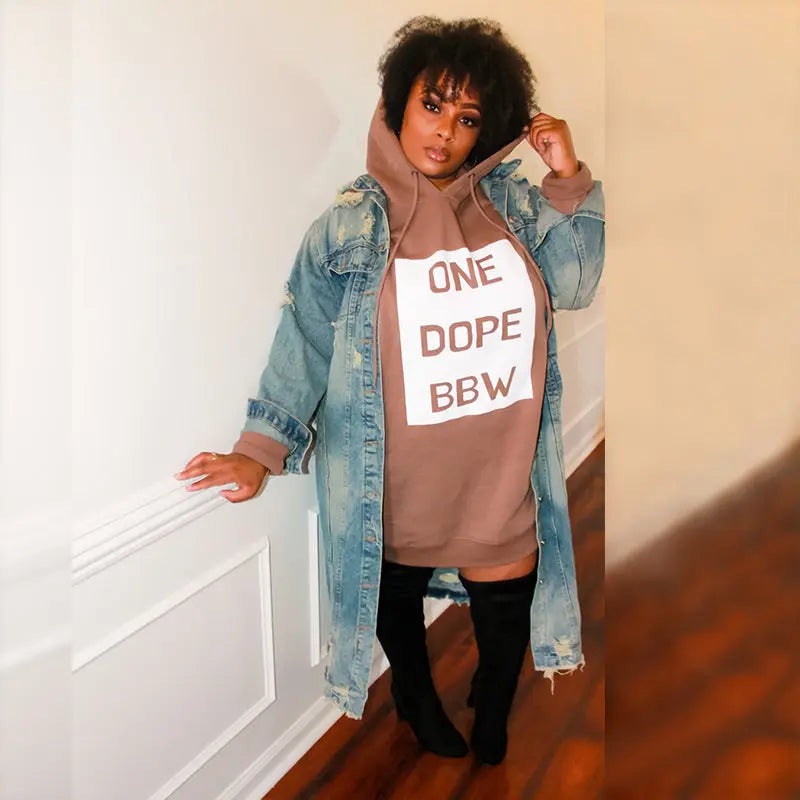 Plus Size Dresses for Women Letter Print Hoodie Casual Loose Mini Dress Sweat Suits Spring Clothes Beauty hair & fashionfj