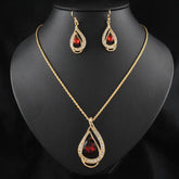 Double Drop Crystal Set Necklace Earrings Beauty hair & fashionfj