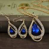 Double Drop Crystal Set Necklace Earrings Beauty hair & fashionfj