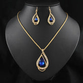 Double Drop Crystal Set Necklace Earrings Beauty hair & fashionfj