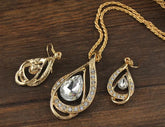 Double Drop Crystal Set Necklace Earrings Beauty hair & fashionfj