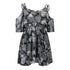 Plus Size Women Dresses Spaghetti Strap V-neck Printed Loose Chiffon Dress Off Shoulder Beauty hair & fashionfj