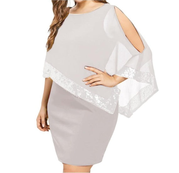 Chiffon dress with irregular sequins Beauty hair & fashionfj