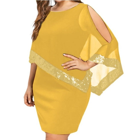 Chiffon dress with irregular sequins Beauty hair & fashionfj