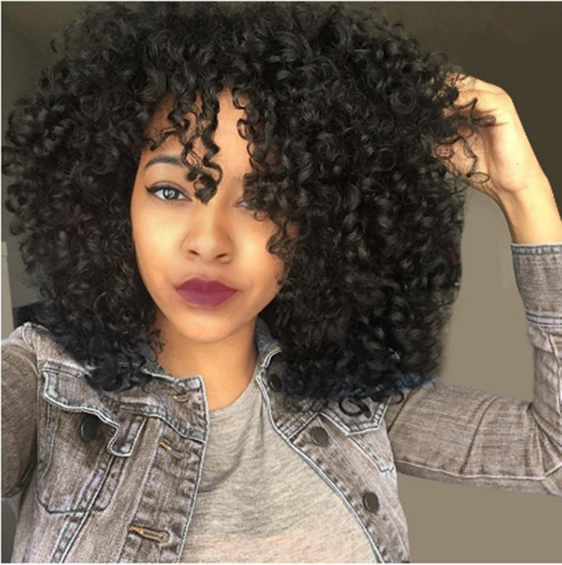 Manufacturers Supply European And American Wigs, African Short Curly Hair Female Wigs, Fluffy Small Curly Bangs, Long Curly Hair Wigs, Wigs Beauty hair & fashionfj